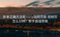 原来正确方法是——p站网页版-视频页怎么分辨？新手直接照做