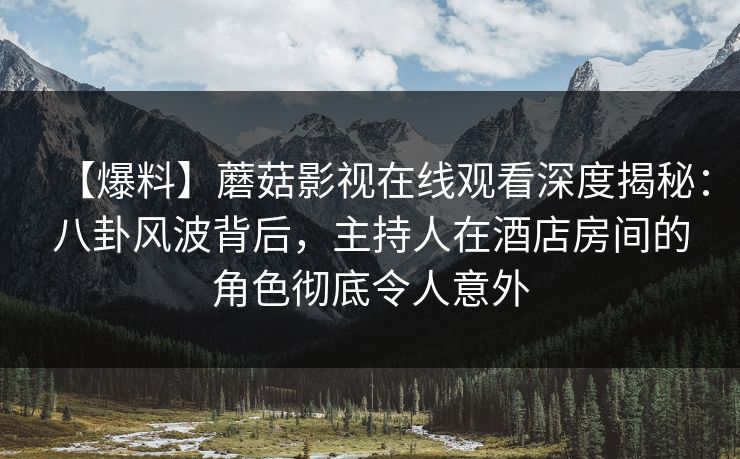 【爆料】蘑菇影视在线观看深度揭秘:八卦风波背后,主持人在酒店房间的角色彻底令人意外 【爆料】蘑菇影视在线观看深度揭秘:八卦风波背后,主持人在酒店房间的角色彻底令人意外