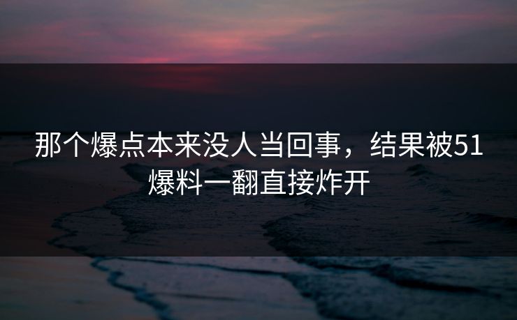 那个爆点本来没人当回事，结果被51爆料一翻直接炸开